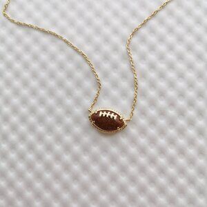Kendra Scott Orange Goldstone Football Gold Short Pendant Necklace NEW